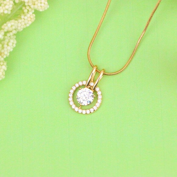 "Brilliant White Center Stone Pendant with Elegant Crystal Halo Design, XPPT1709 - Picture 13 of 13